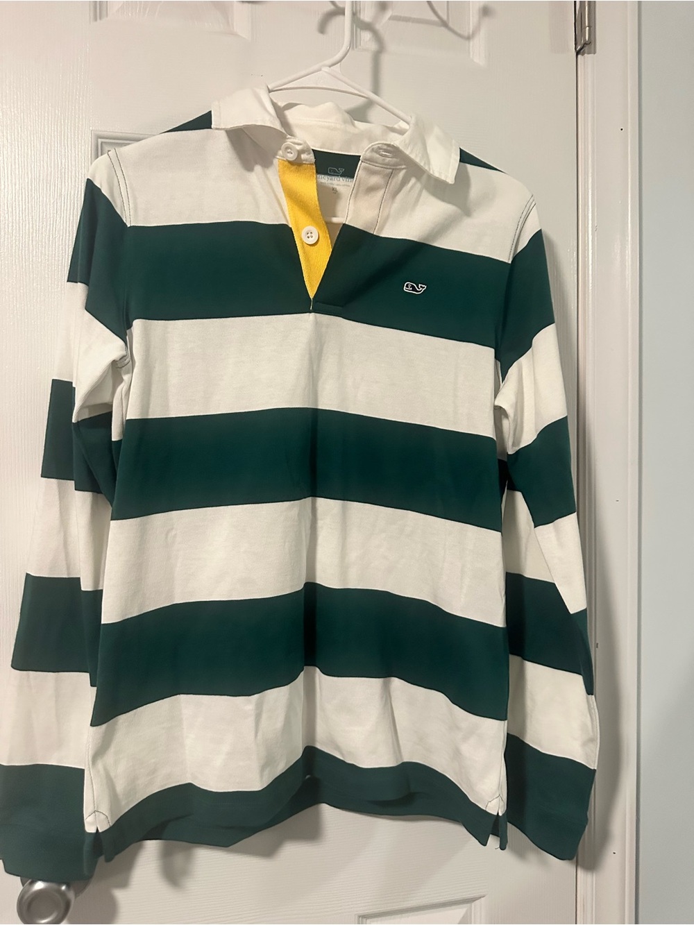 Vineyard Vines Green, White & Yellow Contrast Rugby Polo